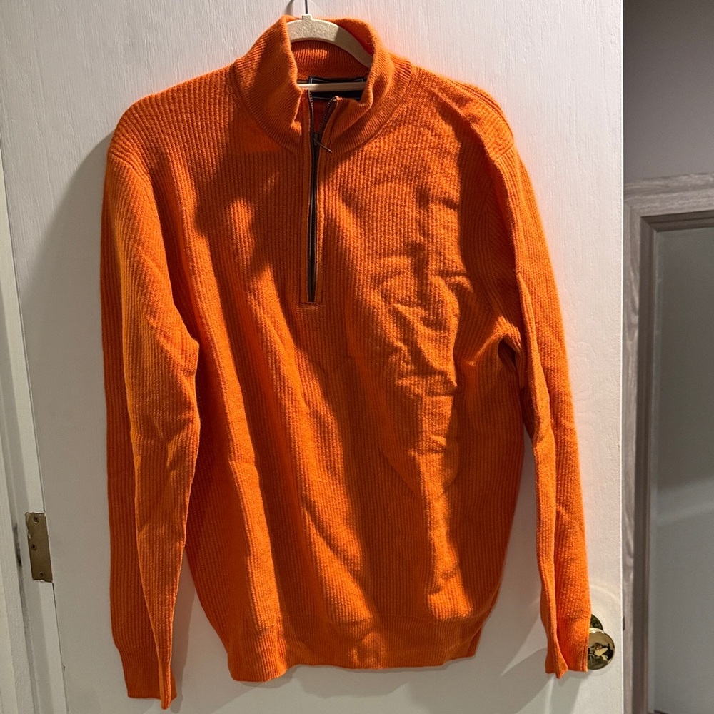 Vineyard Vines Men's Bright Orange Zip-Up Sweater